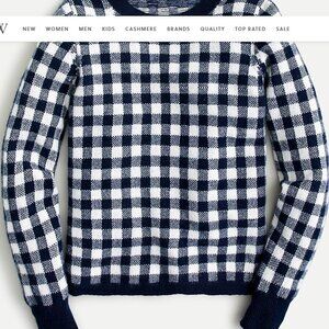 J.Crew Cashmere crewneck sweater in navy gingham ASO WEDNESDAY SS1, EP8